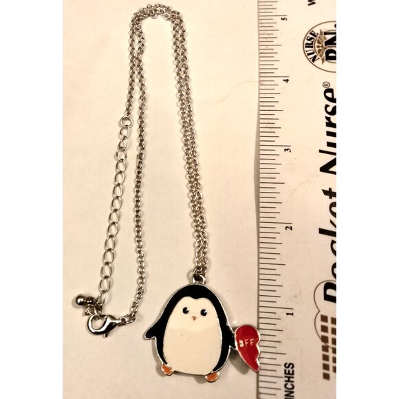 Penguin Pendant Necklace BFF Half Heart  Best Friends Forever Valentine Jewelry - Picture 3 of 3